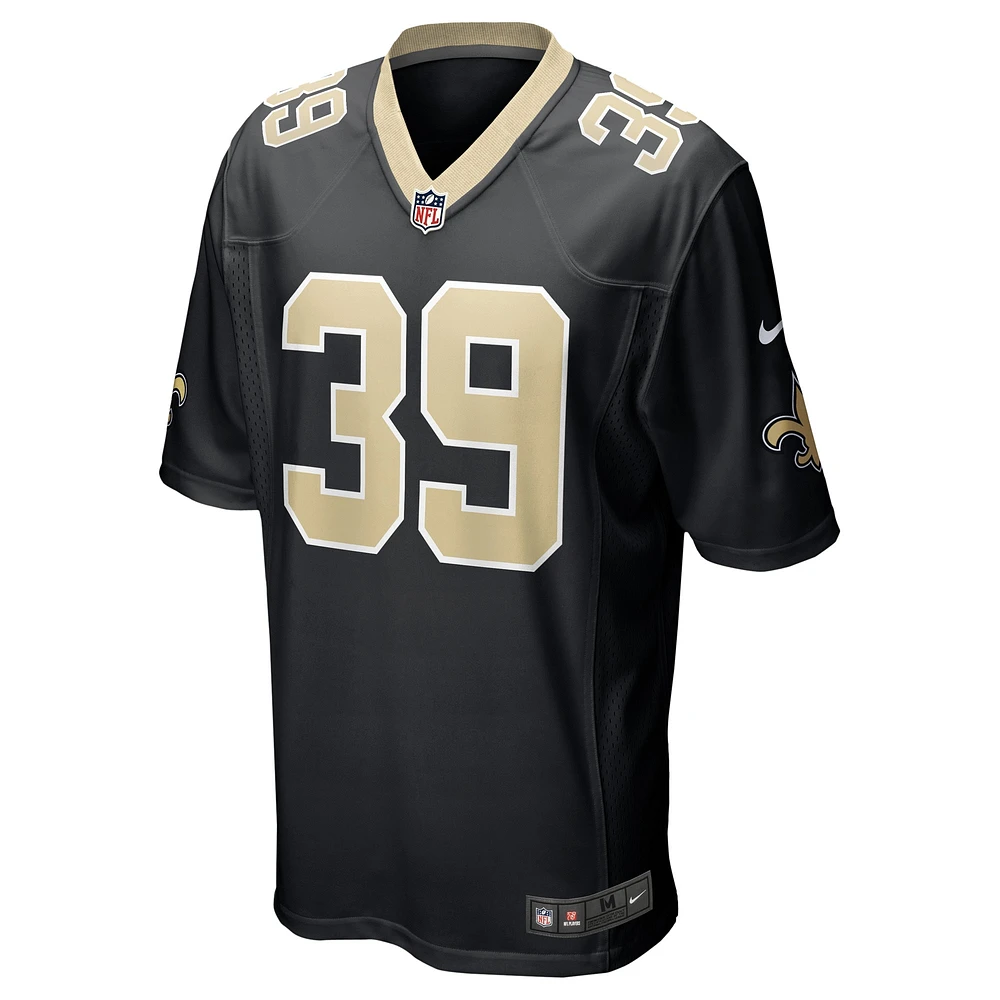 Maillot Nike DaMarcus Fields pour homme, noir, joueur de jeu des Saints la Nouvelle-Orléans