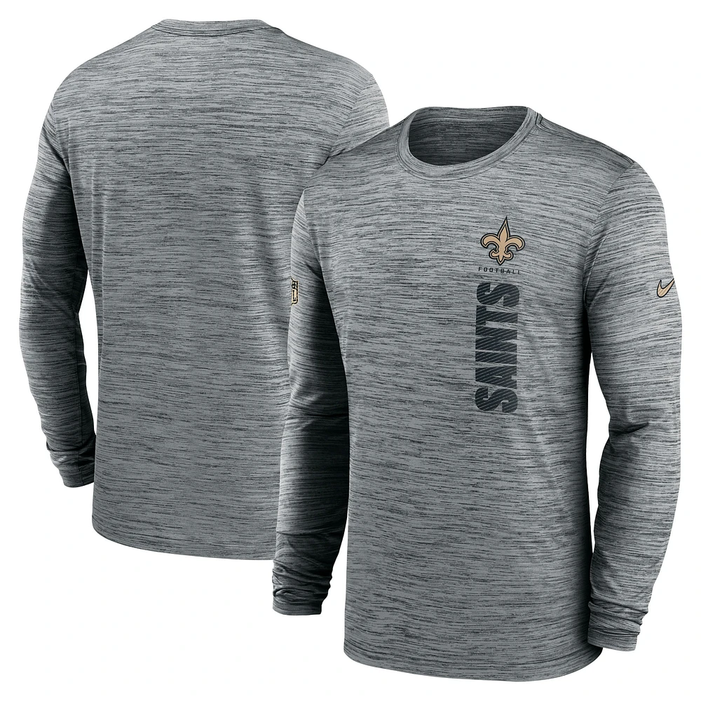 Men's Nike Gray New Orleans Saints 2024 Sideline Velocity Performance Long Sleeve T-Shirt