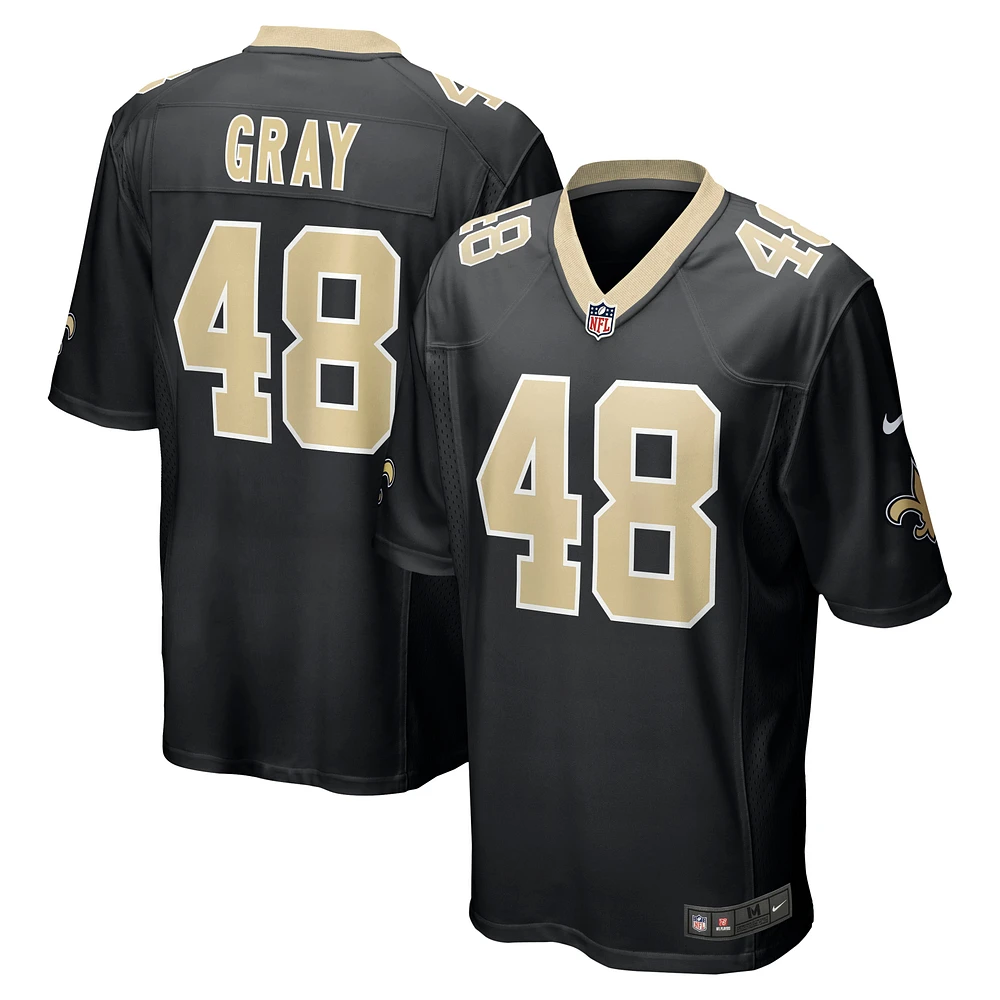 Nike J.T. pour hommes Maillot de match des Saints la Nouvelle-Orléans gris noir
