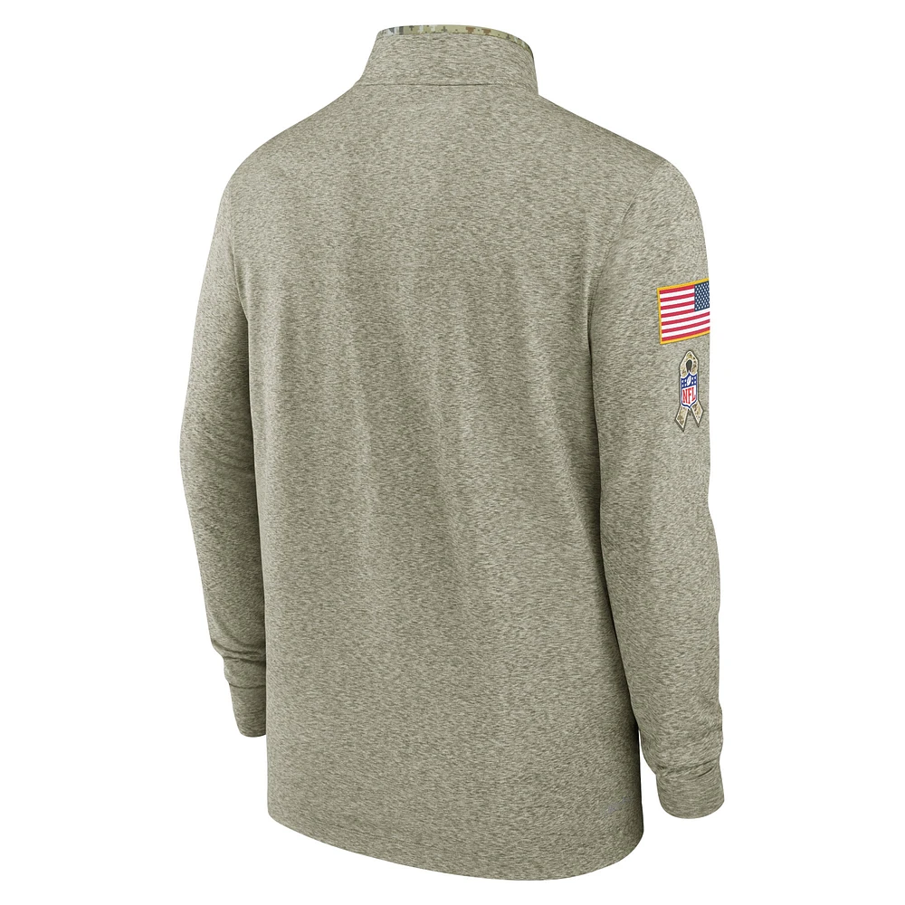Men's Nike Olive New Orleans Saints Salute to Service Quarter-Zip Top