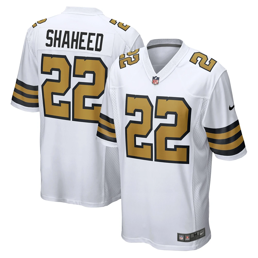 Maillot Nike Rashid Shaheed blanc pour homme des Saints de la Nouvelle-Orléans