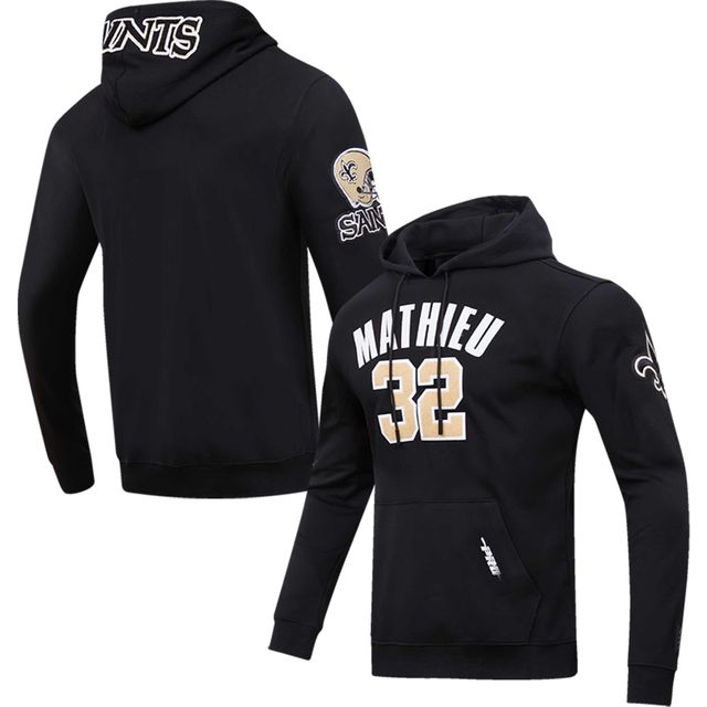 Sweat à capuche Pro Standard Tyrann Mathieu pour hommes, noir, nom et numéro du joueur des Saints de la Nouvelle-Orléans