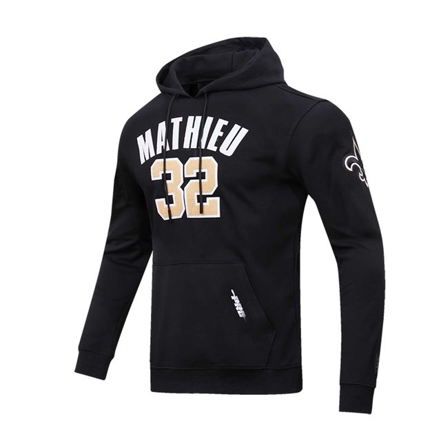 Sweat à capuche Pro Standard Tyrann Mathieu pour hommes, noir, nom et numéro du joueur des Saints de la Nouvelle-Orléans