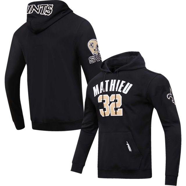 Sweat à capuche Pro Standard Tyrann Mathieu pour hommes, noir, nom et numéro du joueur des Saints de la Nouvelle-Orléans