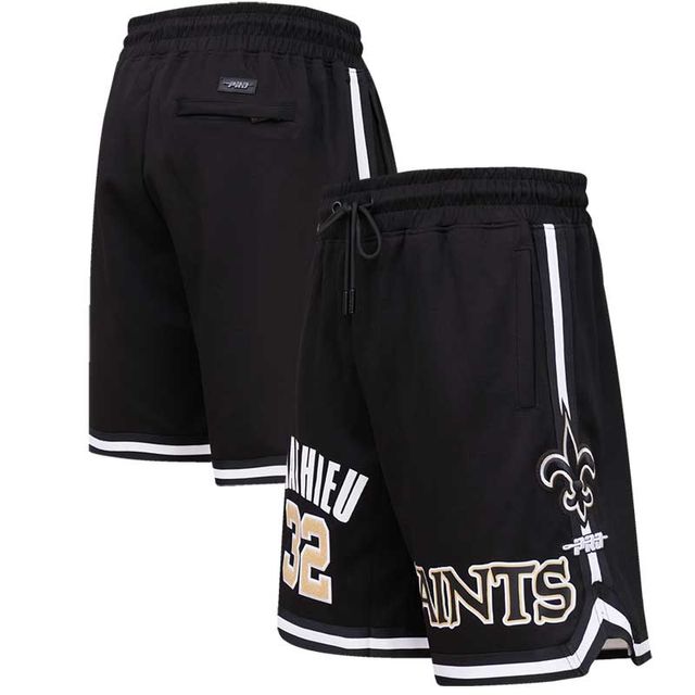 Short Pro Standard pour hommes Tyrann Mathieu noir avec nom et numéro de joueur des Saints la Nouvelle-Orléans