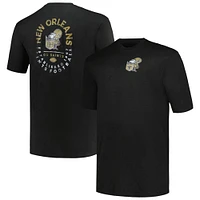 Men's Profile Black New Orleans Saints Big & Tall Two-Hit Throwback T-Shirt