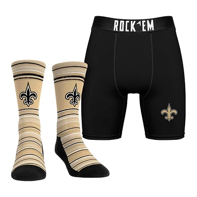 Lot de chaussettes et caleçons boxeurs Rock Em Socks pour hommes New Orleans Saints