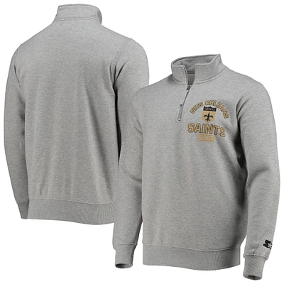 Veste pour homme Starter Grey New Orleans Saints Throwback Heisman Quarter-Zip