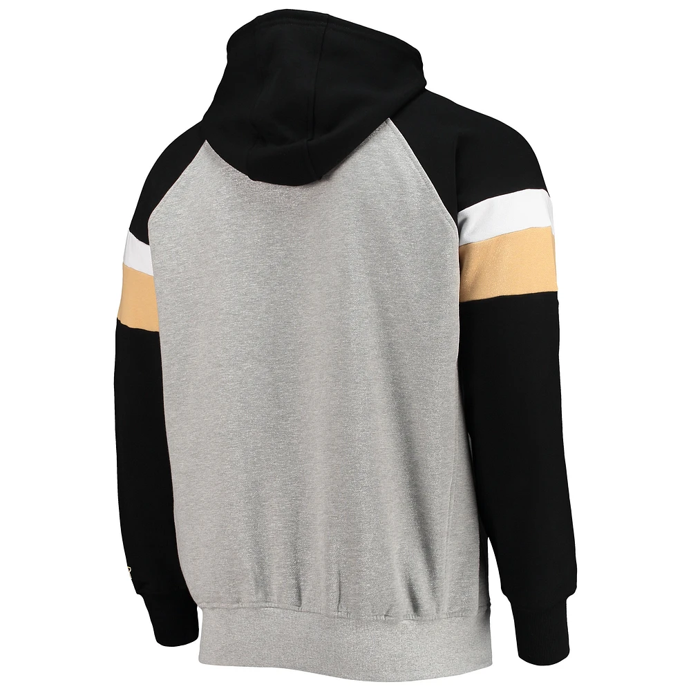 Men's Starter Heathered Gray/Black New Orleans Saints Home Run Raglan Pullover Hoodie