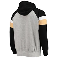 Men's Starter Heathered Gray/Black New Orleans Saints Home Run Raglan Pullover Hoodie