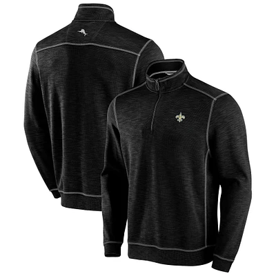 Sweat-shirt à demi-zip Tommy Bahama pour homme, noir, New Orleans Saints, grande taille, Tobago Bay