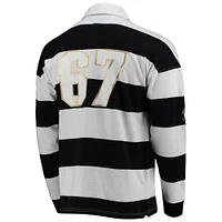 Men's Tommy Hilfiger Black/White New Orleans Saints Varsity Stripe Rugby Long Sleeve Polo
