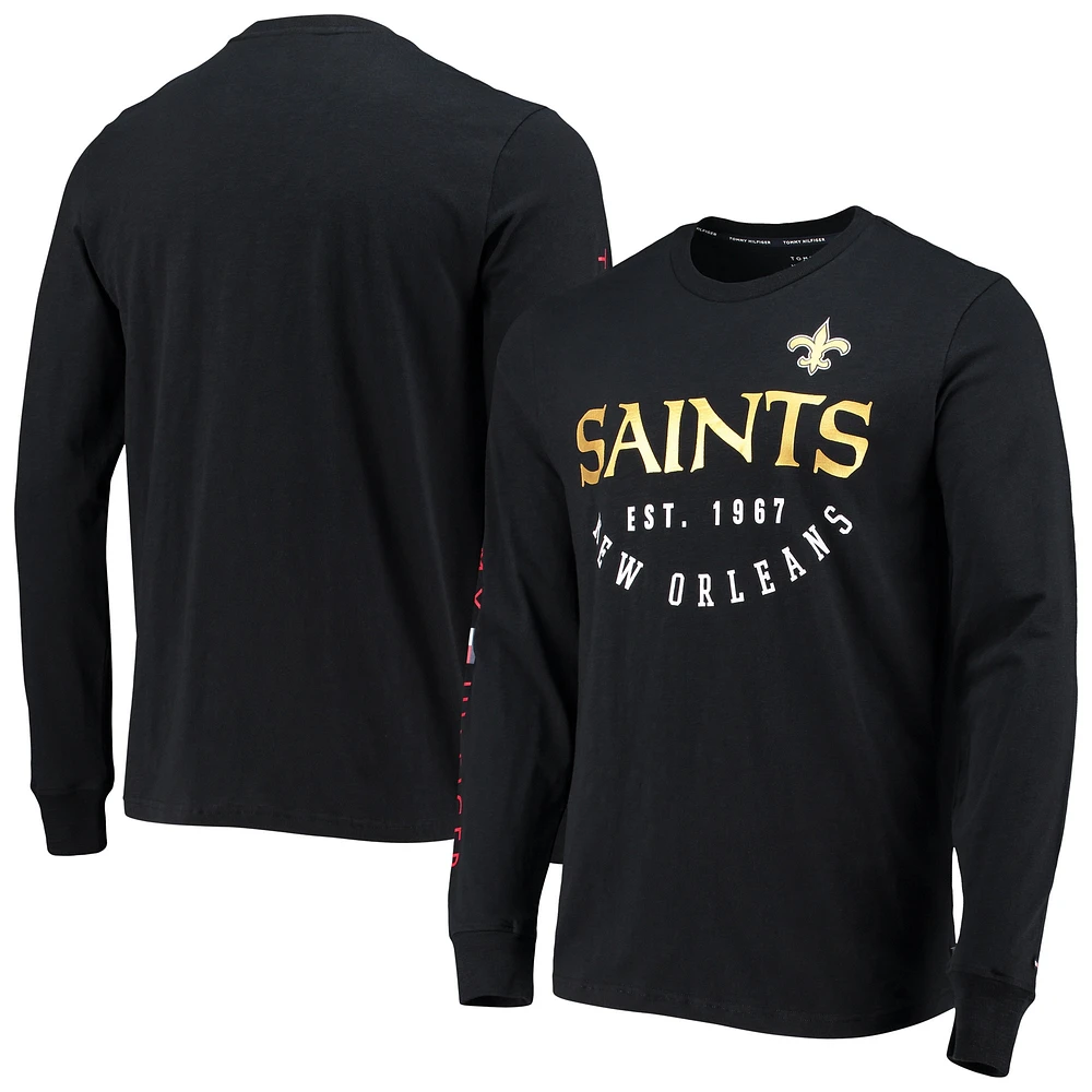 T-shirt à manches longues Tommy Hilfiger New Orleans Saints Peter noir pour homme