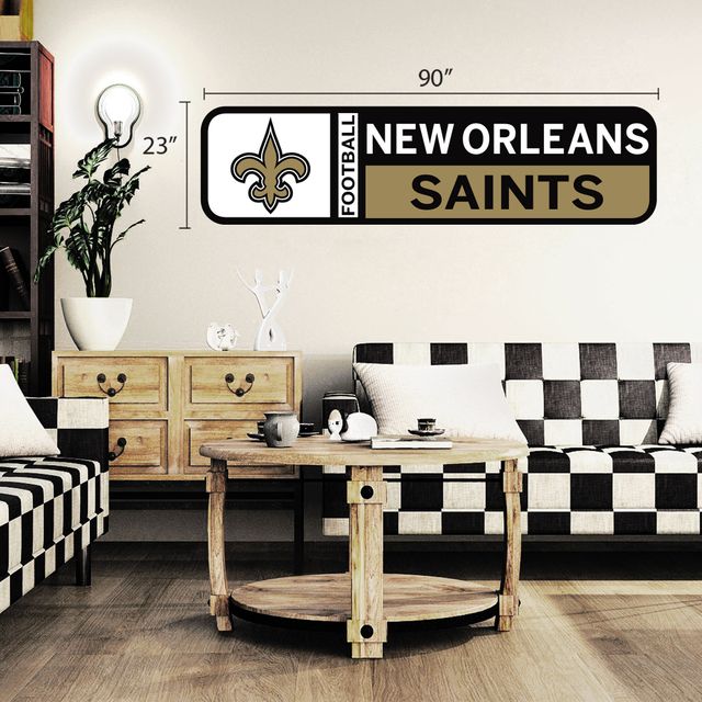 Sticker mural repositionnable avec logo de l'équipe des Saints de la Nouvelle-Orléans 90'' x 23''