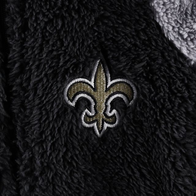 Nouveau-né et bébé noir/gris New Orleans Saints Game Nap Teddy Fleece Bunting Full-Zip Sleeper