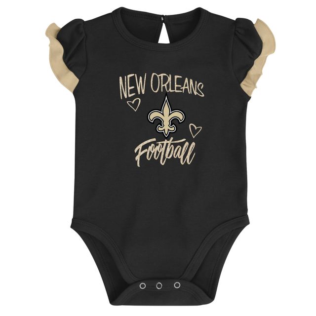 Ensemble de body deux pièces Too Much Love pour nouveau-né et bébé noir/or Vegas New Orleans Saints