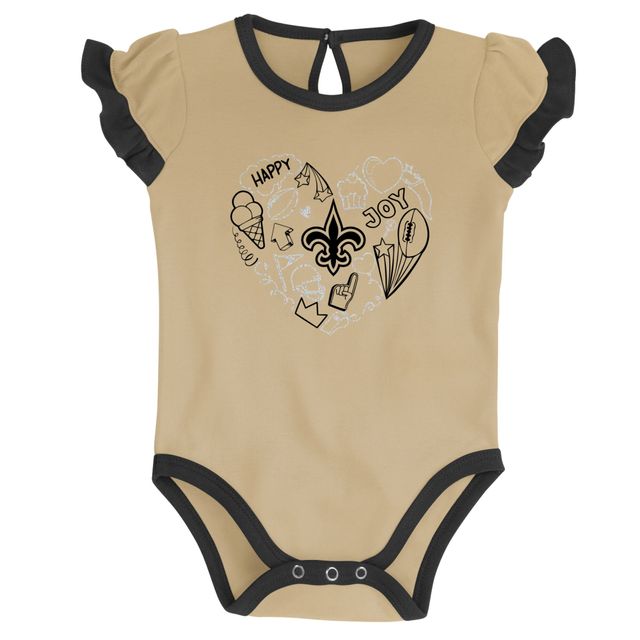 Ensemble de body deux pièces Too Much Love pour nouveau-né et bébé noir/or Vegas New Orleans Saints