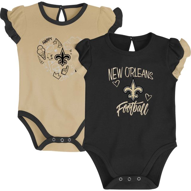Ensemble de body deux pièces Too Much Love pour nouveau-né et bébé noir/or Vegas New Orleans Saints