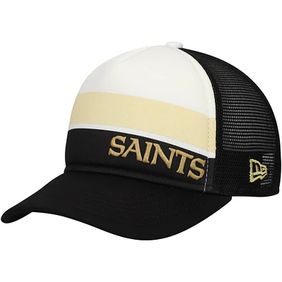 Preschool New Era Black New Orleans Saints Sport Night Color Block 9FORTY A-Frame Trucker Adjustable Hat