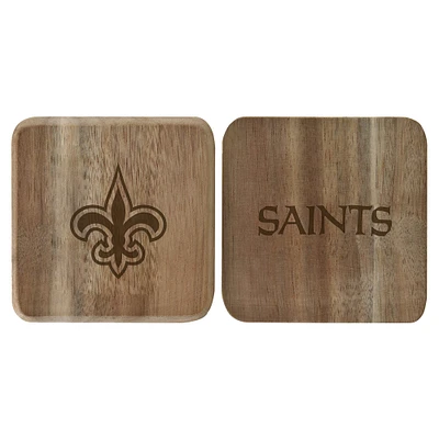 The Memory Company New Orleans Saints Lot de 6 dessous de verre en bois d'acacia