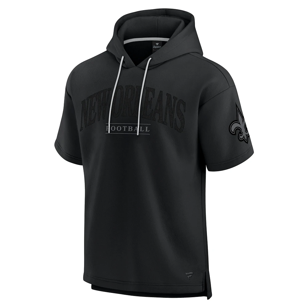 Unisex Fanatics  Black New Orleans Saints Elements Ready Short Sleeve Pullover Hoodie