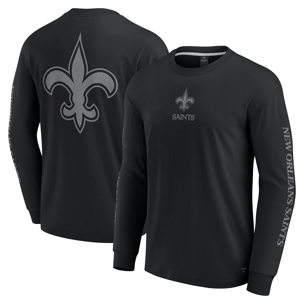 T-shirt unisexe à manches longues Fanatics noir des Saints de la Nouvelle-Orléans Elements Strive