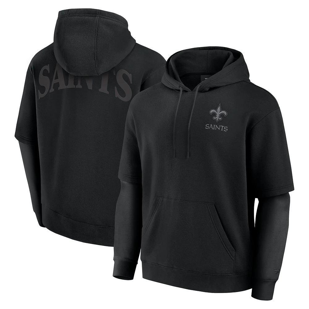 Unisex Fanatics Black New Orleans Saints Sleek Elements Pullover Hoodie