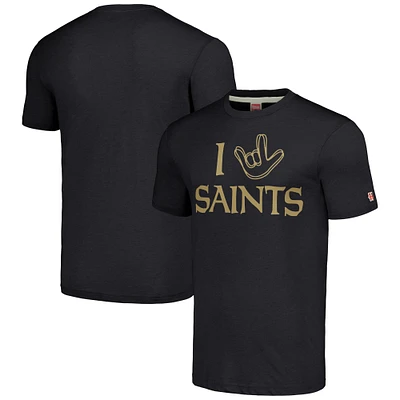 Hommage unisexe Charcoal New Orleans Saints La collection NFL ASL par Love Sign T-shirt triple mélange