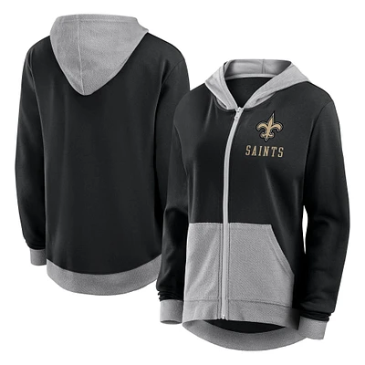 Sweat à capuche entièrement zippé en French Terry Hit It des New Orleans Saints pour femme, noir