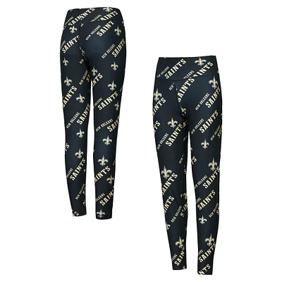 Leggings de nuit en tricot à imprimé intégral Breakthrough New Orleans Saints pour femmes Concepts Sport Black