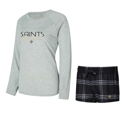 Ensemble t-shirt à manches longues et short raglan pour femme Concepts Sport New Orleans Saints Petition