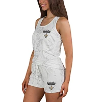Women's Concepts Sport New Orleans Saints Quartz Hacci Knit Tank Top & Shorts Sleep Set