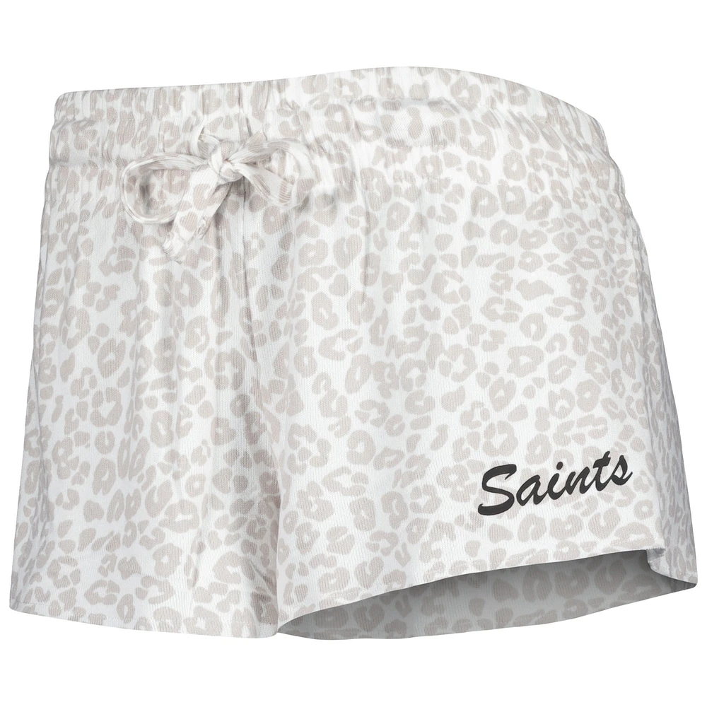 Women's Concepts Sport White/Cream New Orleans Saints Montana Knit T-Shirt & Shorts Sleep Set