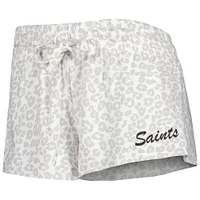 Women's Concepts Sport White/Cream New Orleans Saints Montana Knit T-Shirt & Shorts Sleep Set