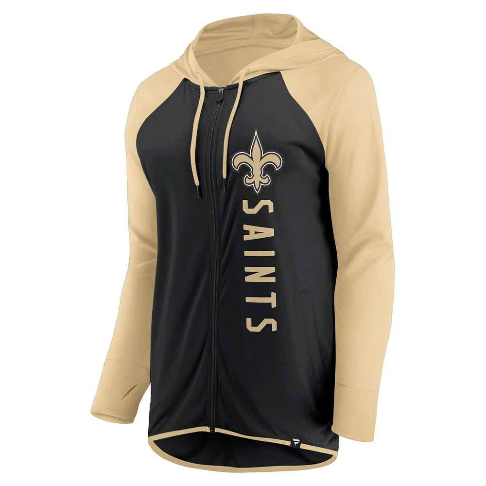 Women's Fanatics Black/Gold New Orleans Saints Forever Fan Full-Zip Hoodie