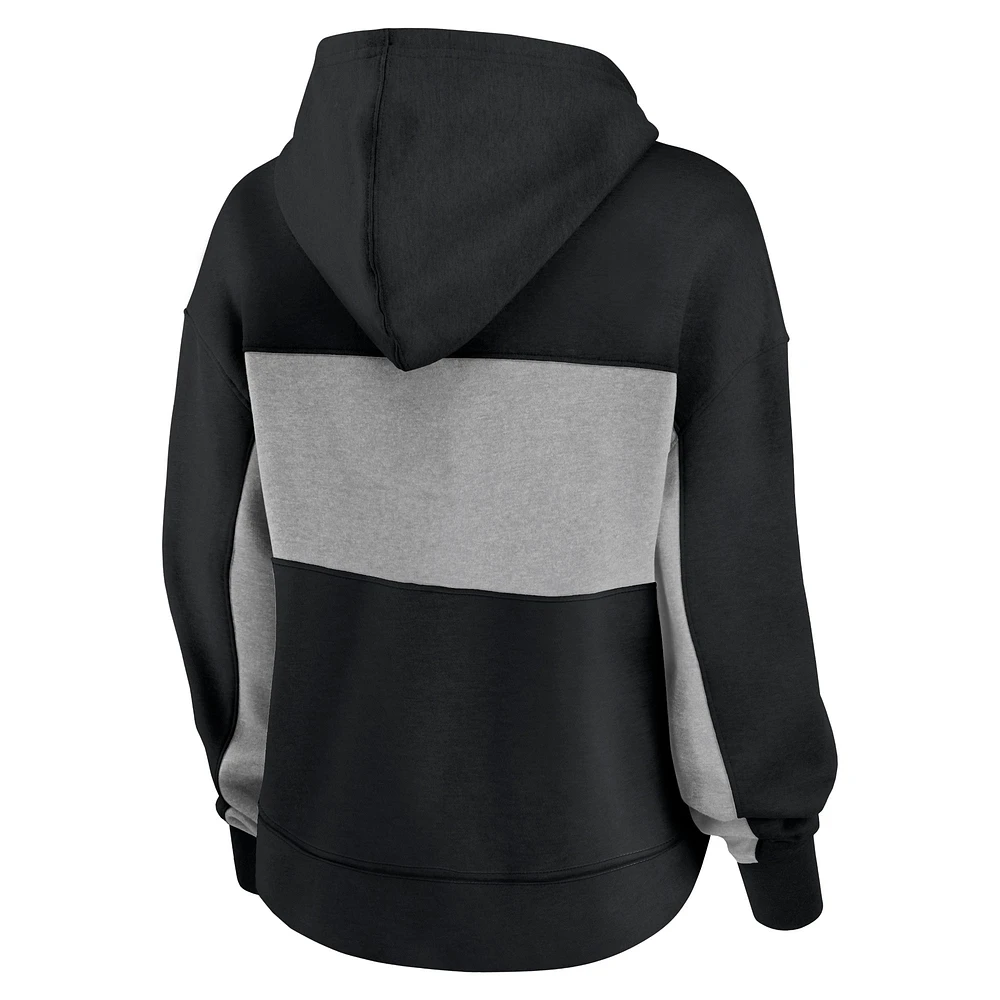 Women's Fanatics Black/Heather Gray New Orleans Saints Filled Stat Sheet Pullover Hoodie