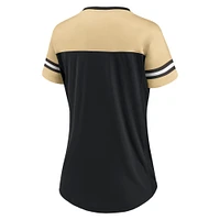 Women's Fanatics Black/Vegas Gold New Orleans Saints Blitz & Glam Lace-Up V-Neck Jersey T-Shirt