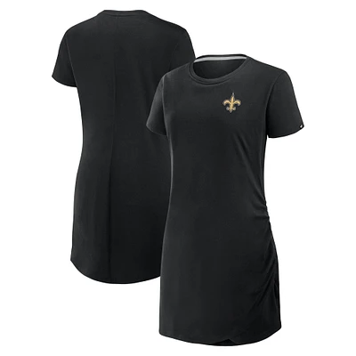 Robe t-shirt drapée froncée noire Fanatics New Orleans Saints pour femme
