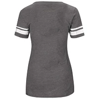 Women's Fanatics Charcoal New Orleans Saints Plus Logo Notch Neck Raglan Sleeve T-Shirt