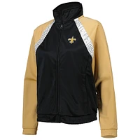 Women's G-III 4Her by Carl Banks Black/Gold New Orleans Saints Confetti Raglan Full-Zip Track Jacket