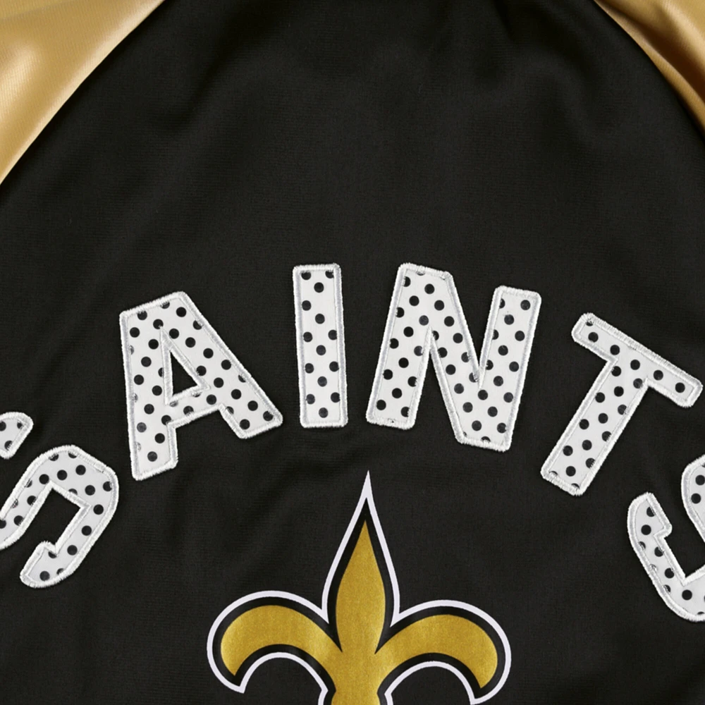Women's G-III 4Her by Carl Banks Black/Gold New Orleans Saints Confetti Raglan Full-Zip Track Jacket