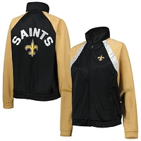 Women's G-III 4Her by Carl Banks Black/Gold New Orleans Saints Confetti Raglan Full-Zip Track Jacket