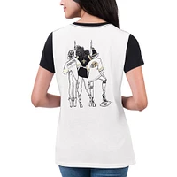 Women's G-III 4Her by Carl Banks White/Black New Orleans Saints Fashion Illustration T-Shirt