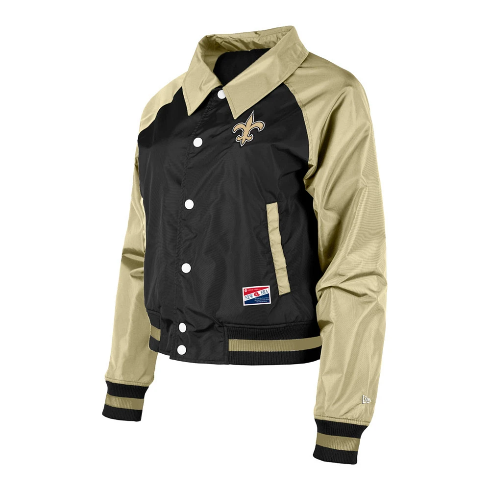 Women's New Era Black Orleans Saints Coaches Raglan Full-Snap Jacket