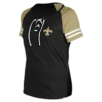 V107988 Saint OTCWHI 24 T-shirt raglan à lacets pour femmes TEELADMSY
