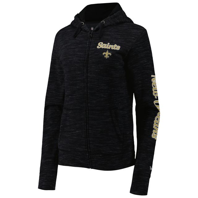Sweat à capuche noir New Orleans Saints Reverse Full Zip pour femme Era