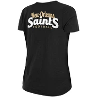 T-shirt femme New Era Orleans Saints flammé noir avec nœud torsadé sur le devant