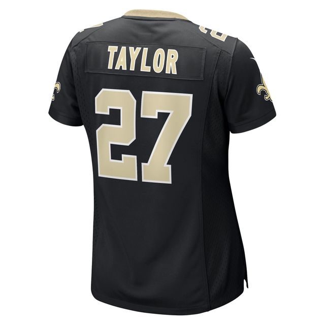 Maillot de joueur jeu Nike Alontae Taylor noir pour femme des Saints la Nouvelle-Orléans