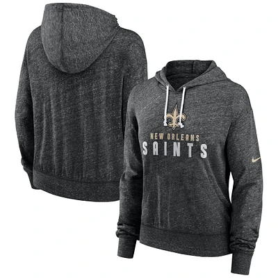 Sweat à capuche léger Nike New Orleans Saints Gym Vintage pour femme, noir