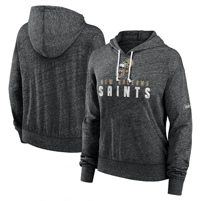 Women's Nike Black New Orleans Saints Lightweight Rewind Vintage Pullover Hoodie